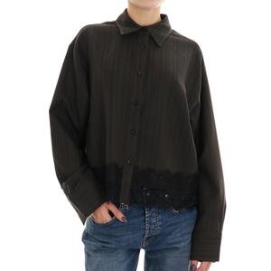 CAMICIA CON PIZZO MARRONE